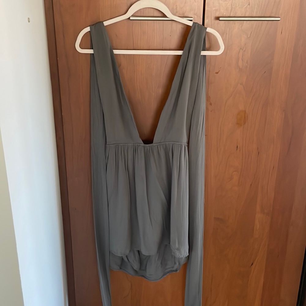Deep Plunge Stone Green Dress